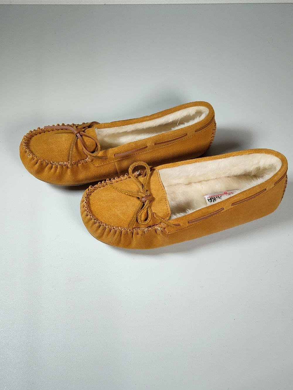 Minnetonka Cally Leather Moccasin Slippers in Cinnamon 9